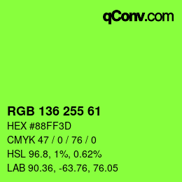 Color code: RGB 136 255 61 | qconv.com
