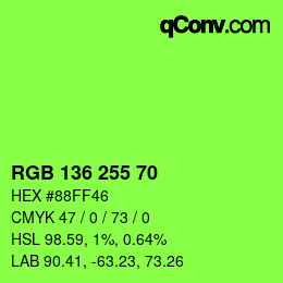 Color code: RGB 136 255 70 | qconv.com
