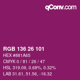 Color code: RGB 136 26 101 | qconv.com