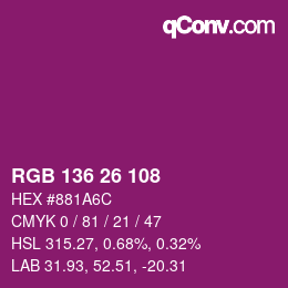 Color code: RGB 136 26 108 | qconv.com