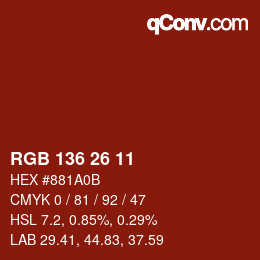 Color code: RGB 136 26 11 | qconv.com