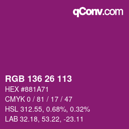 Código de color: RGB 136 26 113 | qconv.com