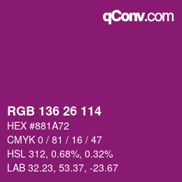 Farbcode: RGB 136 26 114 | qconv.com