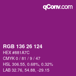 Color code: RGB 136 26 124 | qconv.com