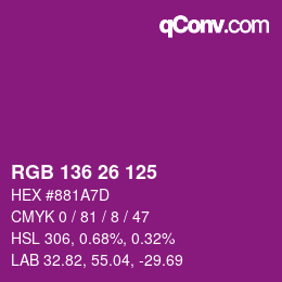 Color code: RGB 136 26 125 | qconv.com