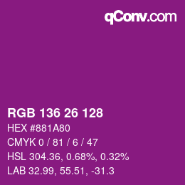 Color code: RGB 136 26 128 | qconv.com