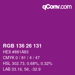 Color code: RGB 136 26 131 | qconv.com