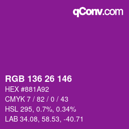 Color code: RGB 136 26 146 | qconv.com