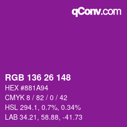Color code: RGB 136 26 148 | qconv.com