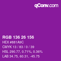 Color code: RGB 136 26 156 | qconv.com