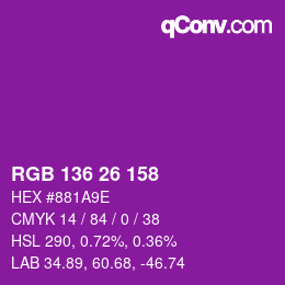 カラーコード: RGB 136 26 158 | qconv.com