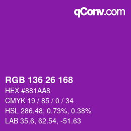Color code: RGB 136 26 168 | qconv.com