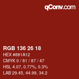 Color code: RGB 136 26 18 | qconv.com