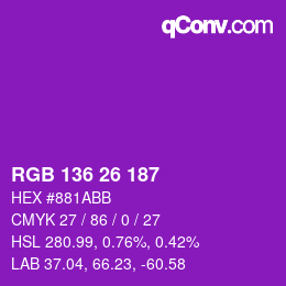 Color code: RGB 136 26 187 | qconv.com