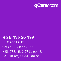 Farbcode: RGB 136 26 199 | qconv.com