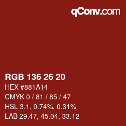 Color code: RGB 136 26 20 | qconv.com