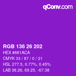 Color code: RGB 136 26 202 | qconv.com