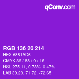 Color code: RGB 136 26 214 | qconv.com