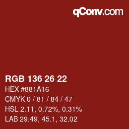 Color code: RGB 136 26 22 | qconv.com