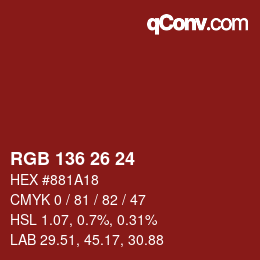 Color code: RGB 136 26 24 | qconv.com