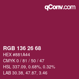 Color code: RGB 136 26 68 | qconv.com
