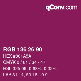 Farbcode: RGB 136 26 90 | qconv.com