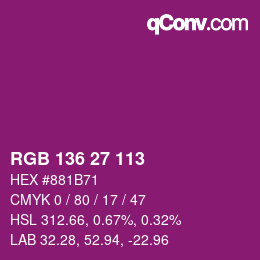 Color code: RGB 136 27 113 | qconv.com