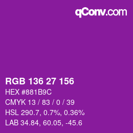 Color code: RGB 136 27 156 | qconv.com
