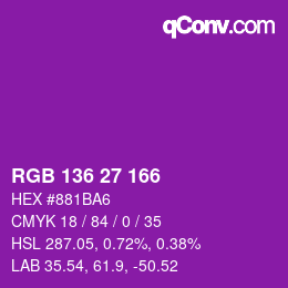 Color code: RGB 136 27 166 | qconv.com