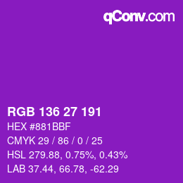 Color code: RGB 136 27 191 | qconv.com