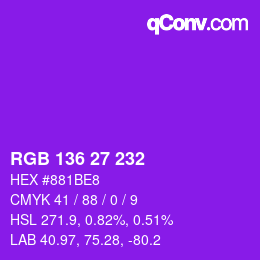 Color code: RGB 136 27 232 | qconv.com