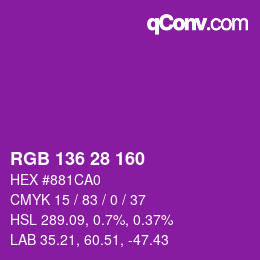 Color code: RGB 136 28 160 | qconv.com