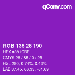 Color code: RGB 136 28 190 | qconv.com