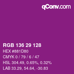 Color code: RGB 136 29 128 | qconv.com
