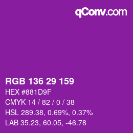 Color code: RGB 136 29 159 | qconv.com