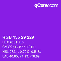 Color code: RGB 136 29 229 | qconv.com