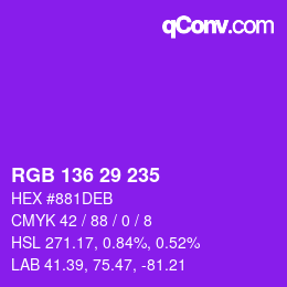 Color code: RGB 136 29 235 | qconv.com