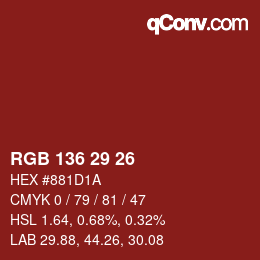 Color code: RGB 136 29 26 | qconv.com