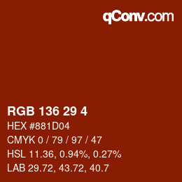 Color code: RGB 136 29 4 | qconv.com