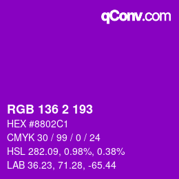 Color code: RGB 136 2 193 | qconv.com