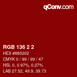 Color code: RGB 136 2 2 | qconv.com