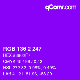 Color code: RGB 136 2 247 | qconv.com
