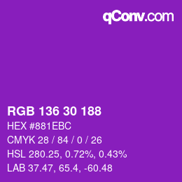 Color code: RGB 136 30 188 | qconv.com
