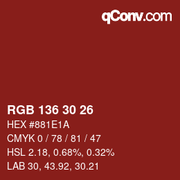 Color code: RGB 136 30 26 | qconv.com