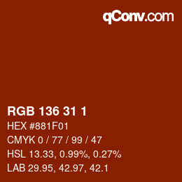 Código de color: RGB 136 31 1 | qconv.com