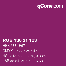 Farbcode: RGB 136 31 103 | qconv.com