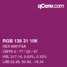 カラーコード: RGB 136 31 106 | qconv.com