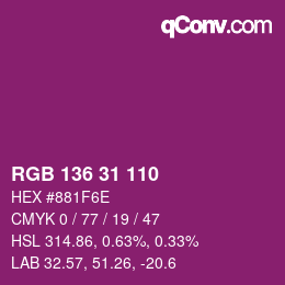 カラーコード: RGB 136 31 110 | qconv.com