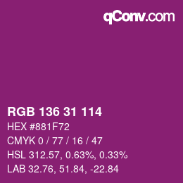 カラーコード: RGB 136 31 114 | qconv.com