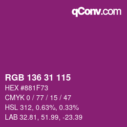 Color code: RGB 136 31 115 | qconv.com